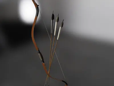 Traditional Manchu bow with rig 3D model