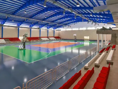 Realistic Sport Hall Complex  3D model