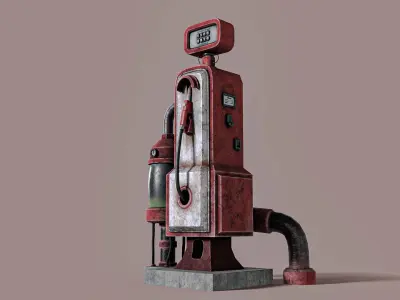 Old Gas Station Steampunk Low-poly 3D model