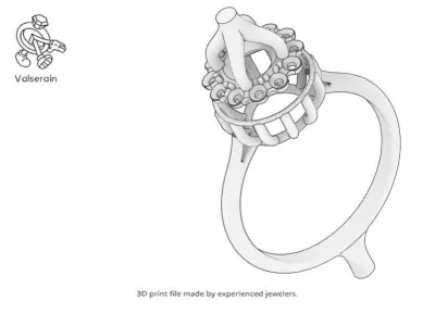 Luxury margerite gold ring 6Mm diamond 3D print model