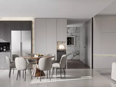 Modern living room dining room interior scenes  194 3D model