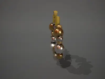 Silver and Gold Christmas Bauble Wreath Low-poly 3D model