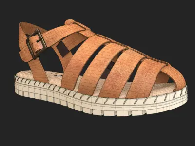 Womens Penalize Buckle Fisherman Sandals  Low-poly 3D model