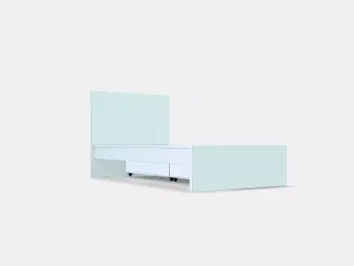 MALM Bed frame high w 2 storage boxes 19 Low-poly 3D model