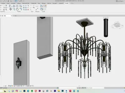 Lamp - Case - Hanging - Chandelier - Revit Family Interior 3D model