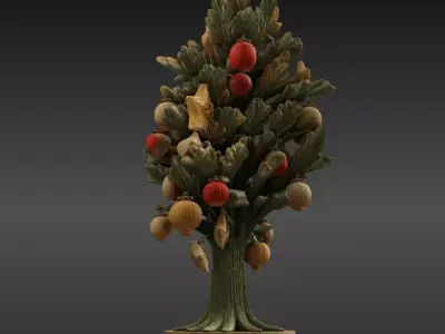 Seasonal Ornament Tree 3D Model Festive Print-Ready Decoration  3D print model