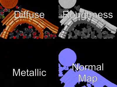 Caramel Berry Cake model pack Low-poly 3D model