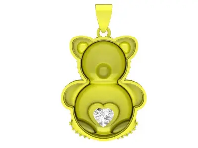 A7831 Luxury Teddy Bear Pave Pendant with Heart Design 3D print model