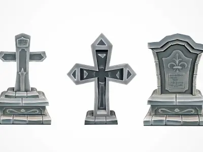 Grave Stone Bundle 3D model