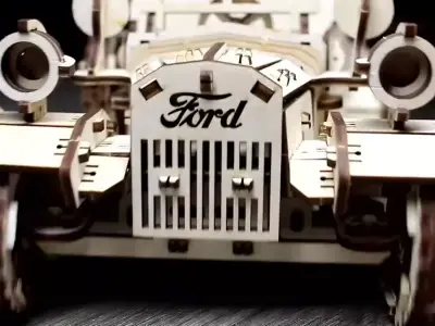 3D Wooden Antique Convertible Car Puzzle Model 3D model