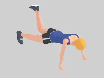 Beer Plank  Exercise Woman Animation Low-poly 3D model