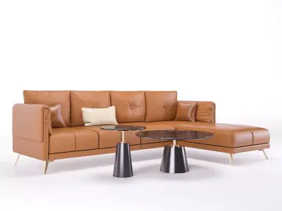 L-Shaped Corner Sofa Set Low-poly 3D model