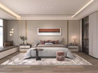 Modern Bedroom Scene 43 3D model