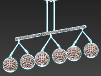 HOOKED-GLOBE-ISLAND-CHANDELIER six light brass chandelier wit... 3D model