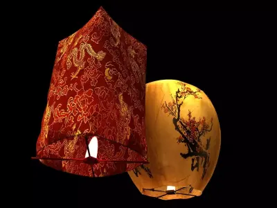 Chinese sky lantern  Low-poly 3D model purchase