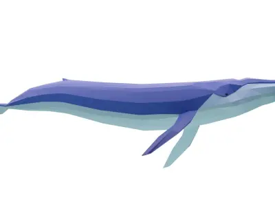 Cartoony Blue Whale Low-poly 3D model