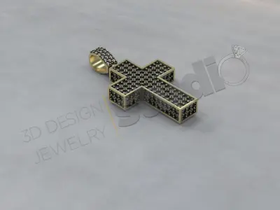 Luxury brilliant cross with gems all around 3d model 3D print model