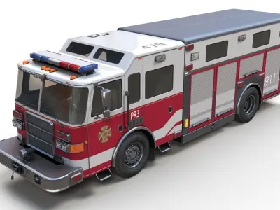 Resque Fire Truck Low-poly 3D model