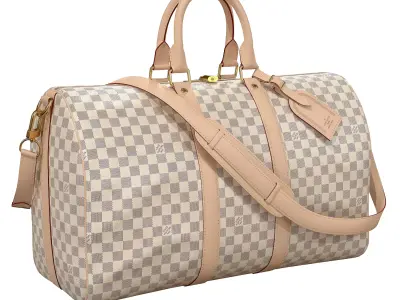 Louis Vuitton Bag Keepall Bandouliere 45 Damier Azur Canvas Low-poly 3D model