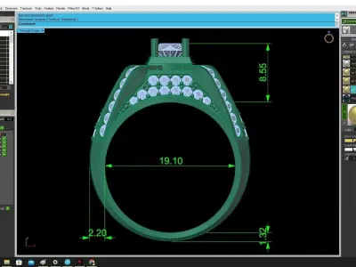 Luxury Mens Gemstone Ring with Pave Diamonds  3395 3D print model