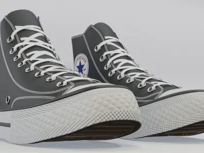 Basketball Leather Shoes Converse All Star Black 3D model