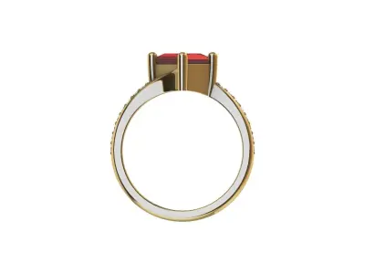 Solitaire Ring With Pricess Cut Twist 3D print model