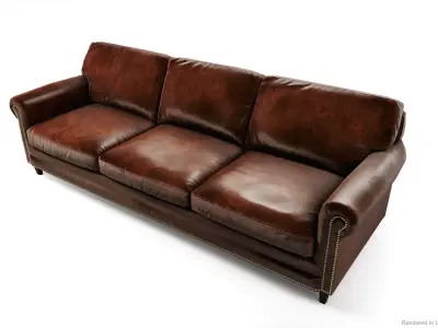 Leather Sofas and Armchair PBR Game Ready Low-poly 3D model