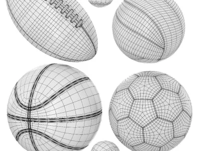 Sports balls 3D model buy