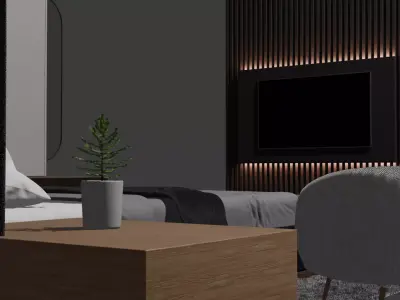 Bedroom Set High Quality Interior Furniture PBR Textures  Low-poly 3D model