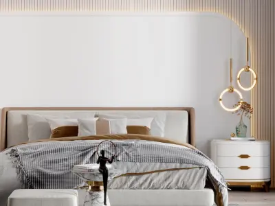 villa Modern Home bedroom decoration 3D model