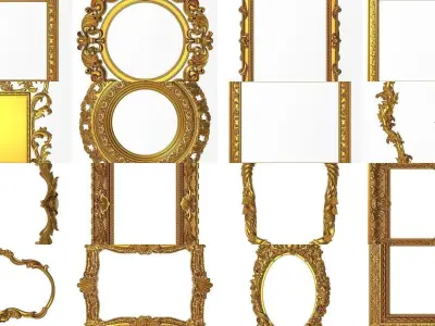 100 carved frames set 3D Model Collection