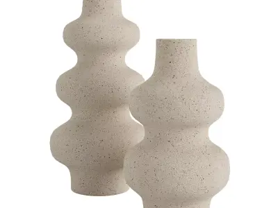 Set 2 decorative white ceramic vase 3D model
