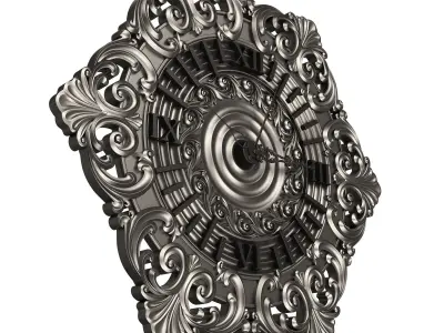 Classic Wall Clock 07 Chrome Low-poly 3D model