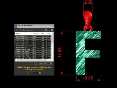 F Letter Alphabet Wooden Texture Pendant 3D Print Model 3D print model