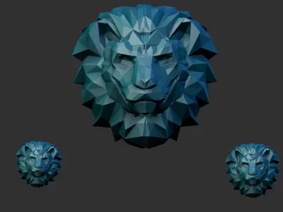 polygonal lion head 3D print model