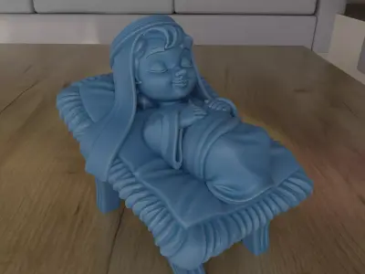 Cute Sleeping Baby Jesus Manger STL for 3D Printing 3D print model