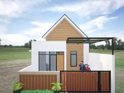 Simple Modern Residential House Exterior Low-poly 3D model