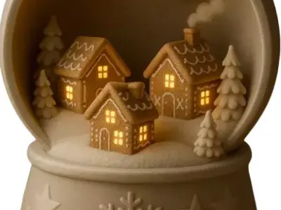 Christmas Gingerbread House Snow Globe 3D print model
