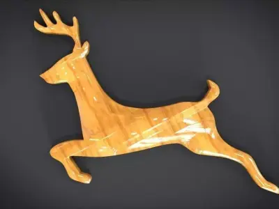 Wooden Deer shaped decoration Low-poly 3D model
