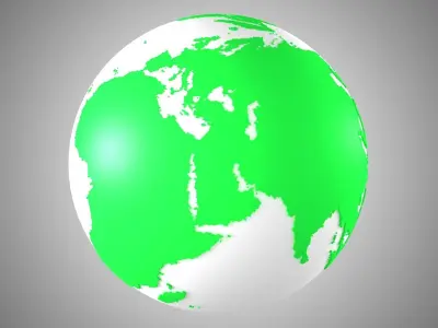 Solid Color Green White Globe 3D model