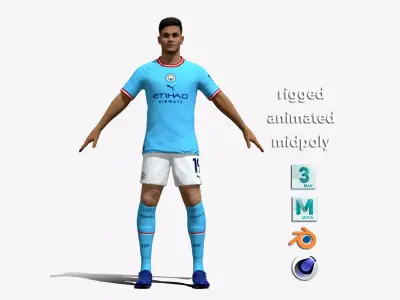 T-Pose Rigged Julian Alvarez Manchester City 3D model
