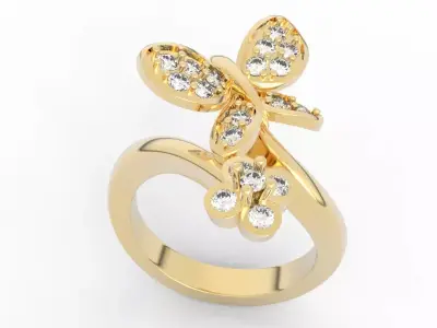 Elegant Butterfly Flower Ring 3D print model