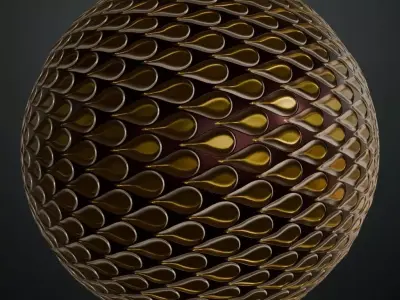 Fantasy Dragon Scale Gold Metal PBR Seamless Texture