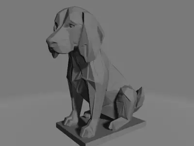 LowPoly Beagle Dog Statue 3D model