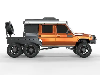 Land Cruiser 79 Pick-Up Double Cab 2018 6x6 Edition 3D model