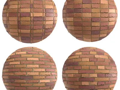 Materials 9- Brick Tiles PBR in 4 Patterns Texture