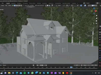 New Classic house exterior 3d model  architecture building Low-poly 3D model