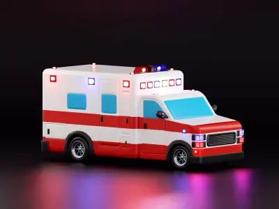Cartoon Ambulance Low-poly 3D model