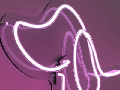 Dachshund Dog 2 - Neon Sign 3D model