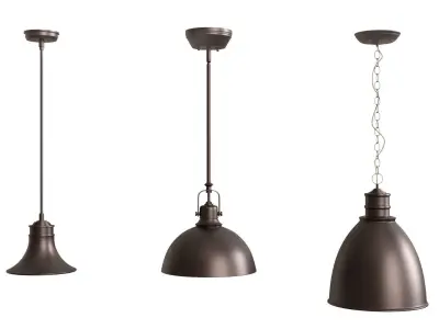 Three Metal Oil Ceiling Lamps 3D model  3D model